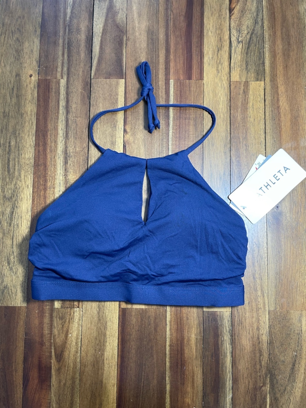 Athleta high neck keyhole bikini top blue small